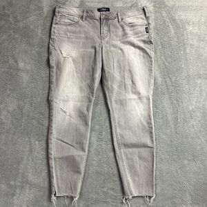 Silver Jeans Co Womens Aiko Ankle Skinny 16/27 Gray Y2K Distressed Mid Rise